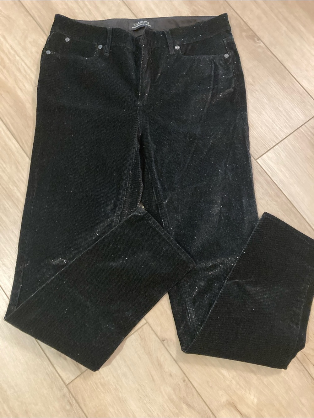 Talbots Black SPARKLING Corduroy Slim Ankle Pants
